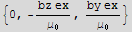 {0, -(bz ex)/μ_0, (by ex)/μ_0}