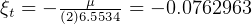 ξ  = - --μ----= - 0.0762963
 t     (2)6.5534  